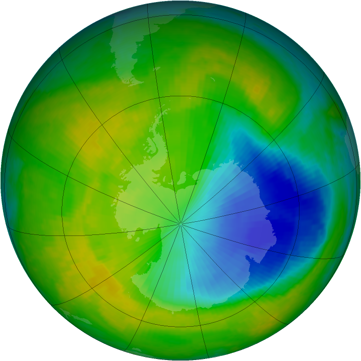 Antarctic ozone map for 16 November 2000